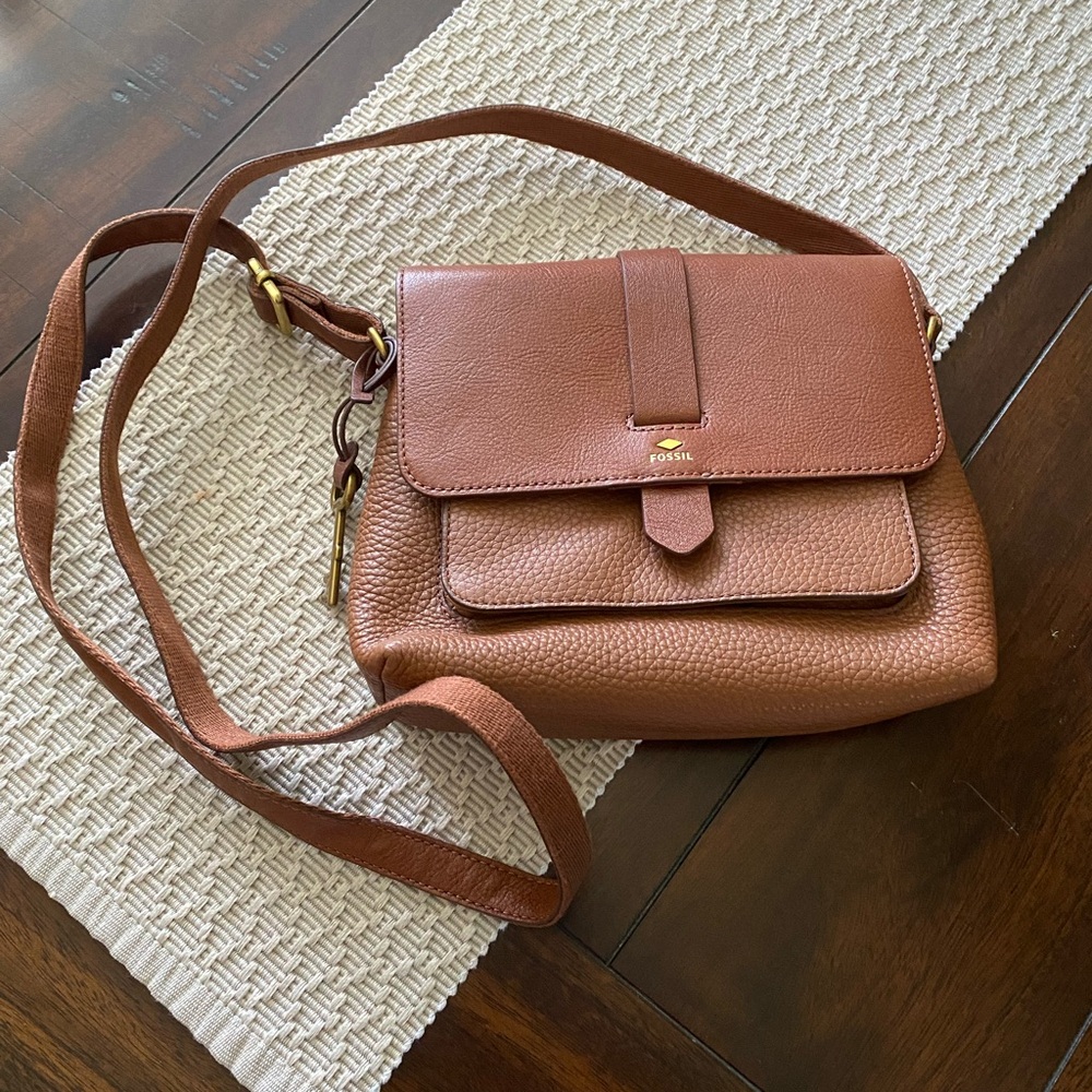 Fossil Brown Leather Crossbody Bag